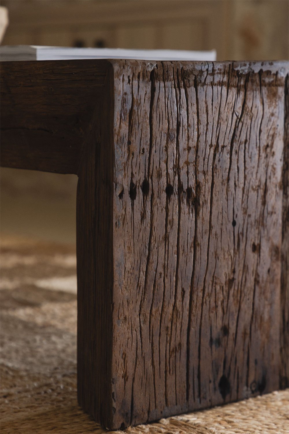 Rechthoekige salontafel 120x60 cm in gerecycled Juvira hout, galerij beeld 3