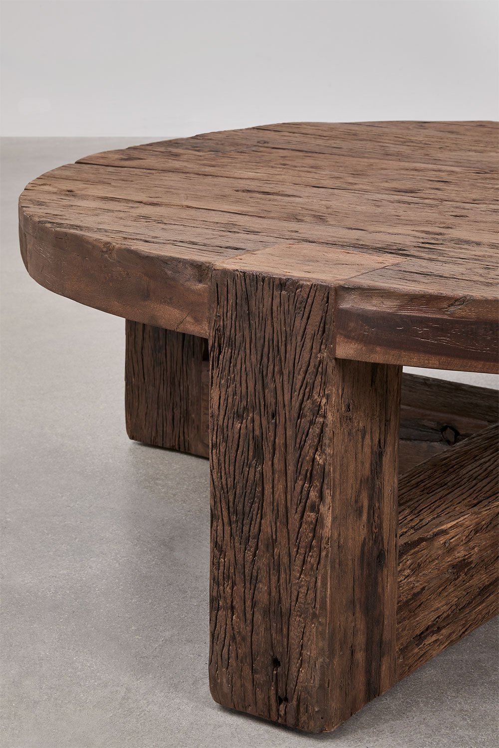 Ronde salontafel Ø120 cm in gerecycled Juvira hout, galerij beeld 4