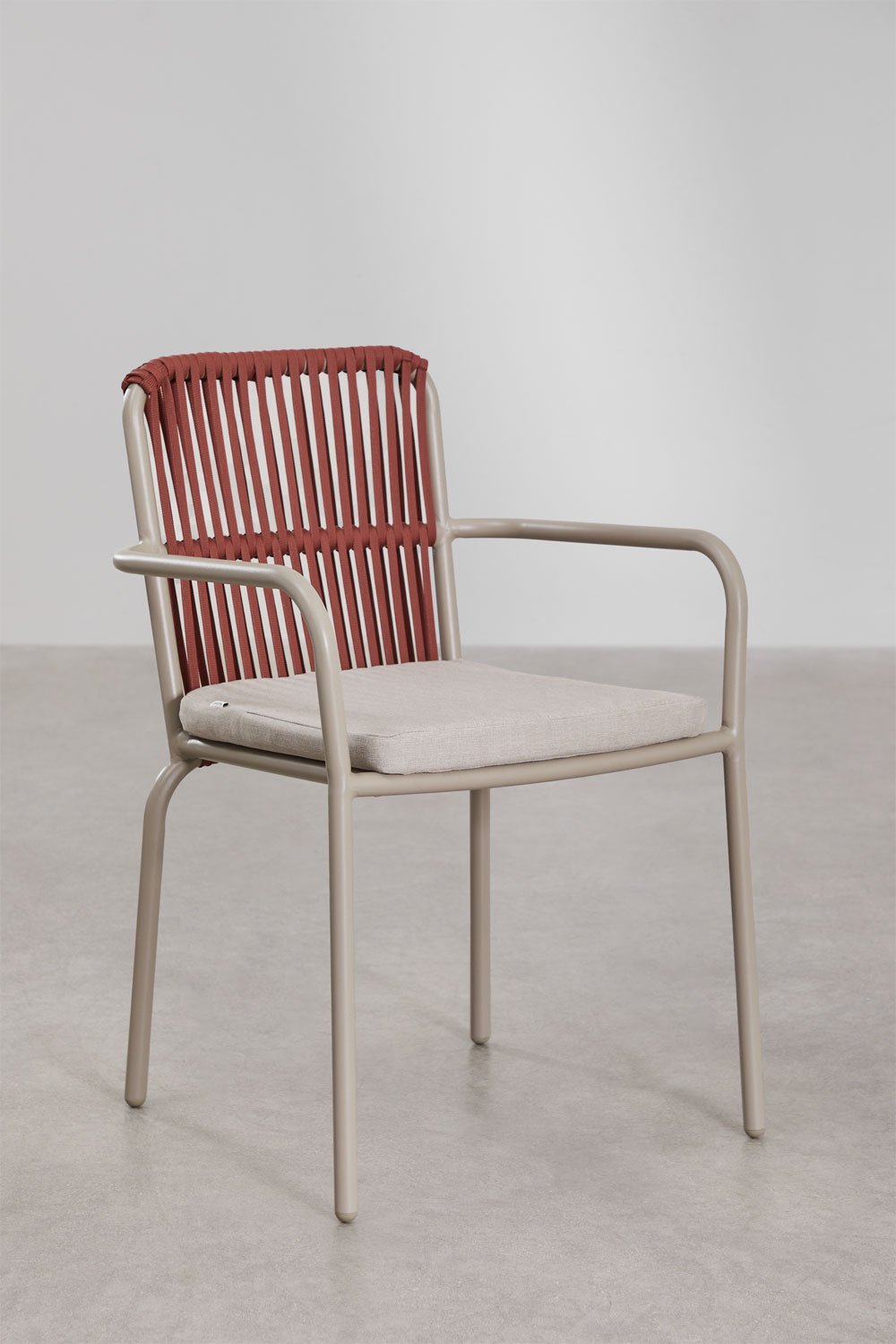 Ronde tafel set Ø100 cm Valerie en 4 tuinstoelen met armleuningen van aluminium Alberta, galerij beeld 5