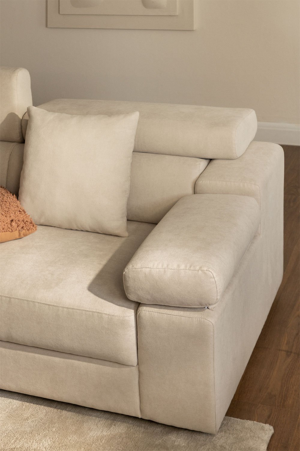 Linker 3-zits chaise longue bank met verstelbare hoofdsteun en uitschuifbare zitplaatsen Aramis, galerij beeld 3