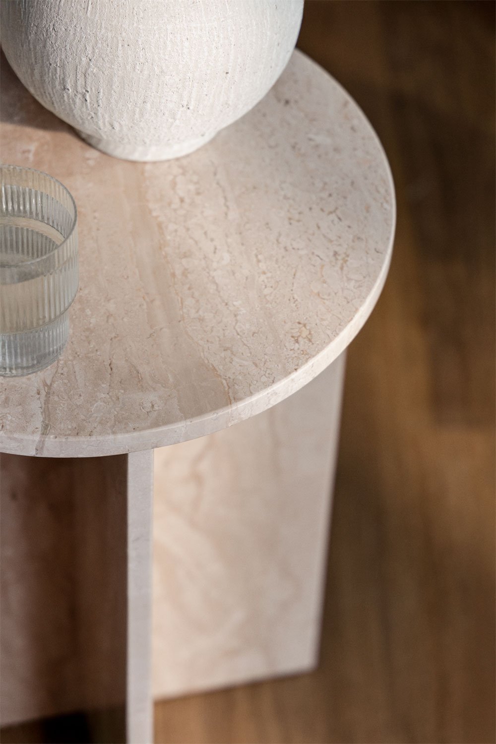 Ronde bijzettafel Ø35 cm in Mencia marmer, galerij beeld 2