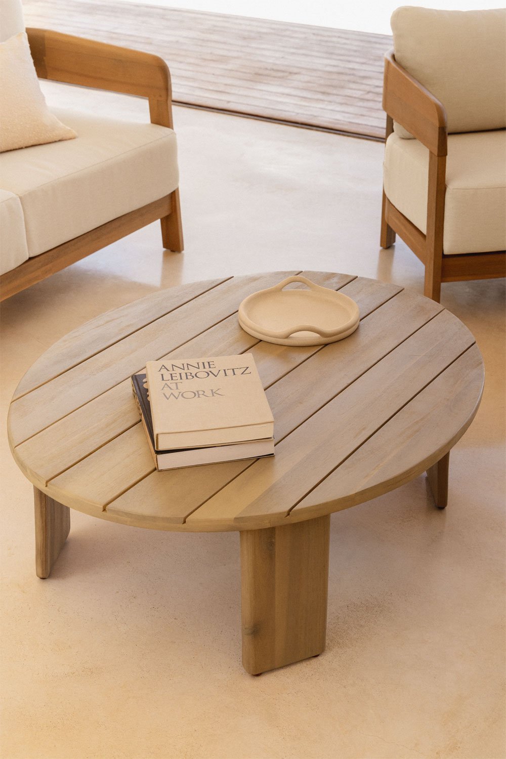 Uleno 100x80 cm ovale acaciahouten salontafel, galerij beeld 1