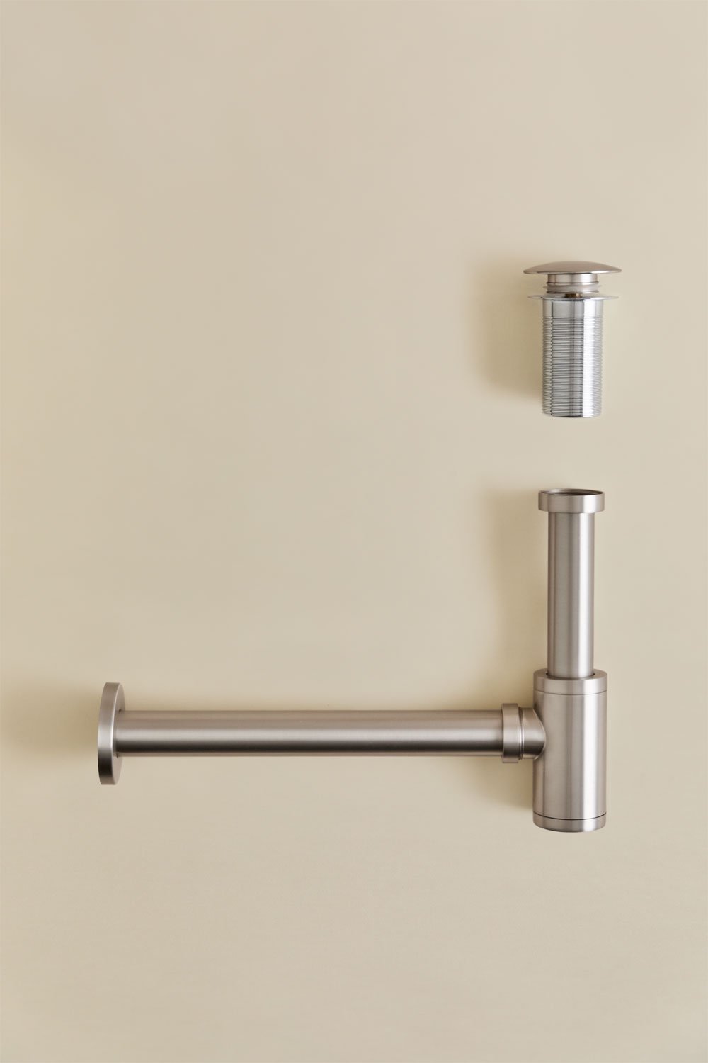 Set de sifón de lavabo en acero inoxidable Bibur y válvula de desagüe para lavabo tipo Click-Clack Orveta, galerij beeld 1