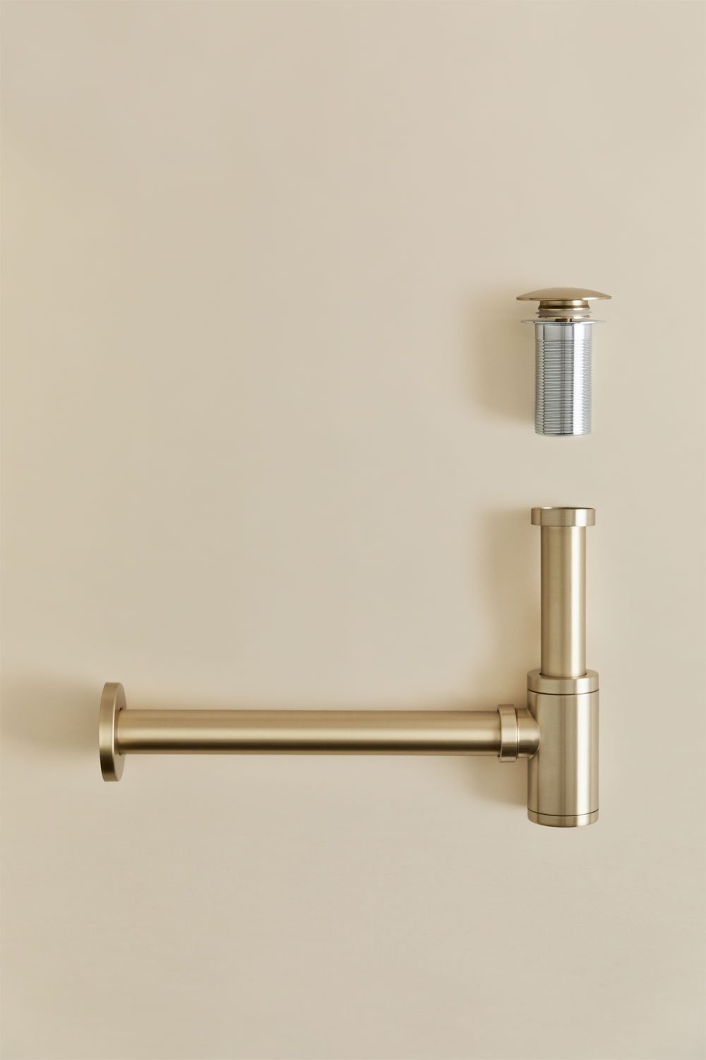 Set de sifón de lavabo en acero inoxidable Bibur y válvula de desagüe para lavabo tipo Click-Clack Orveta, galerij beeld 1