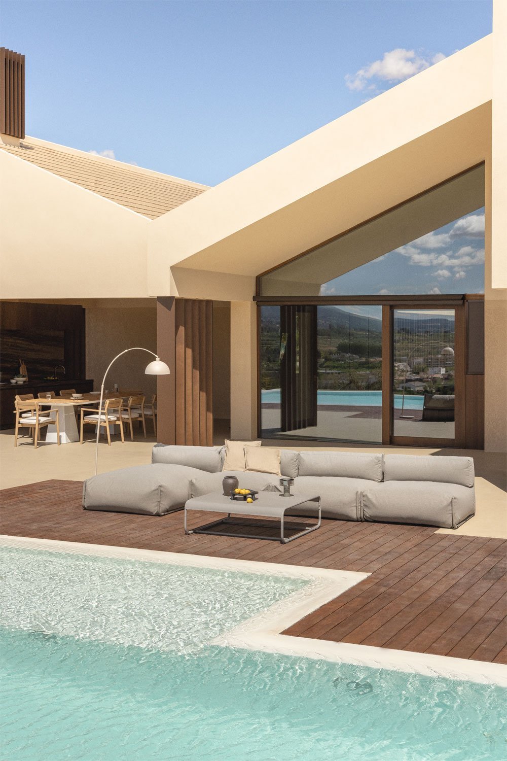 Porto tuinset met 4-delige modulaire chaise longue bank en salontafel, galerij beeld 1