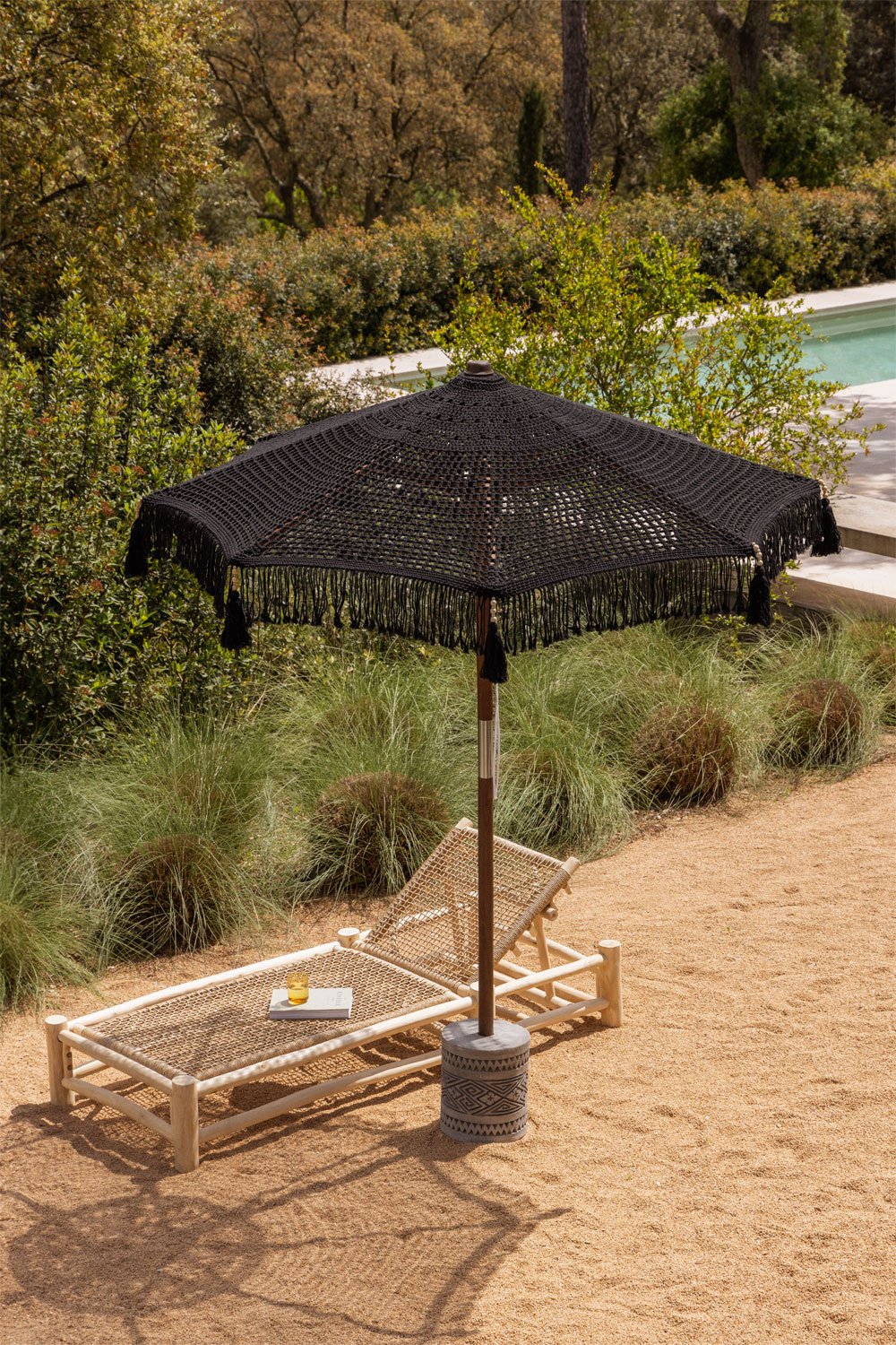 Tongariki teak en katoenen parasol, galerij beeld 1