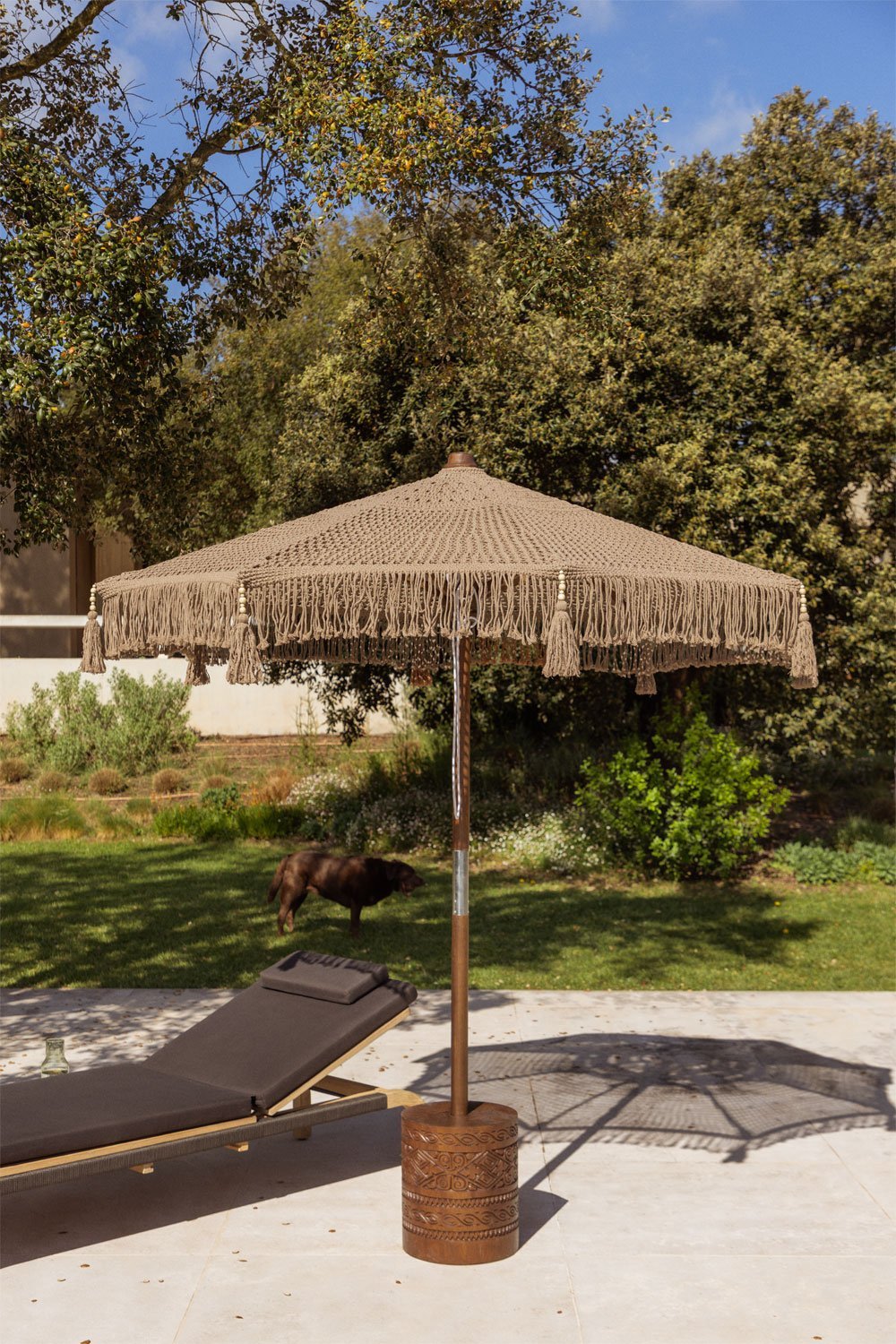 Tongariki teak en katoenen parasol, galerij beeld 1