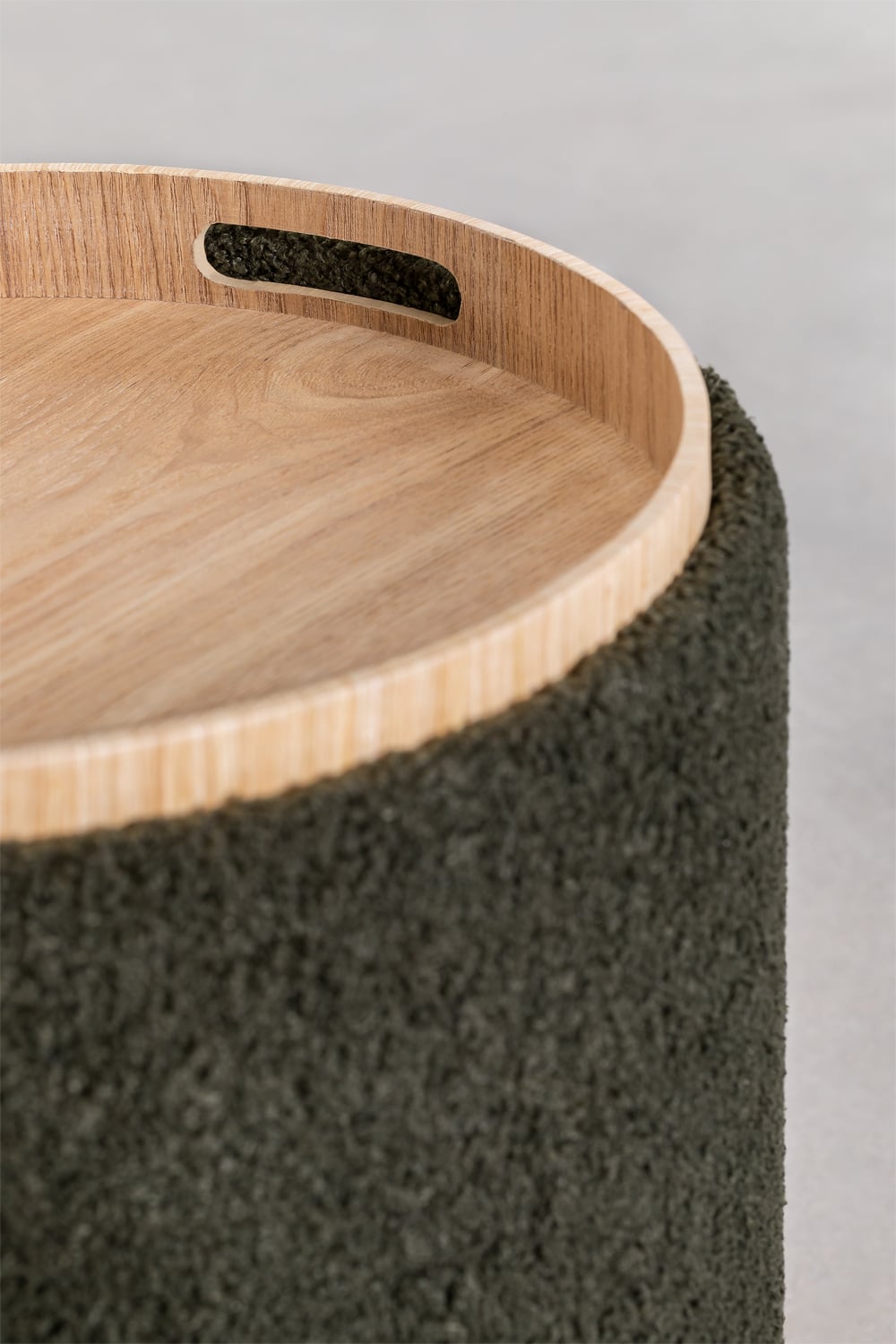 Berkeleni ronde gestoffeerde bijzettafel met dienblad en opbergruimte, Ø40 cm, galerij beeld 4