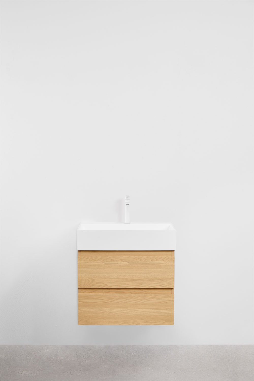 Badkamermeubelset van hout en essenhoutfineer met geïntegreerde wastafel Ona, galerij beeld 2