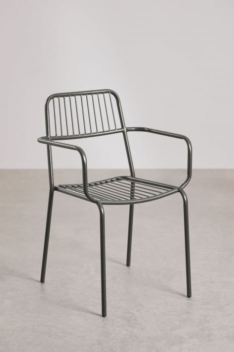 Set van 2 stapelbare tuinstoelen met armleuningen in staal Elton