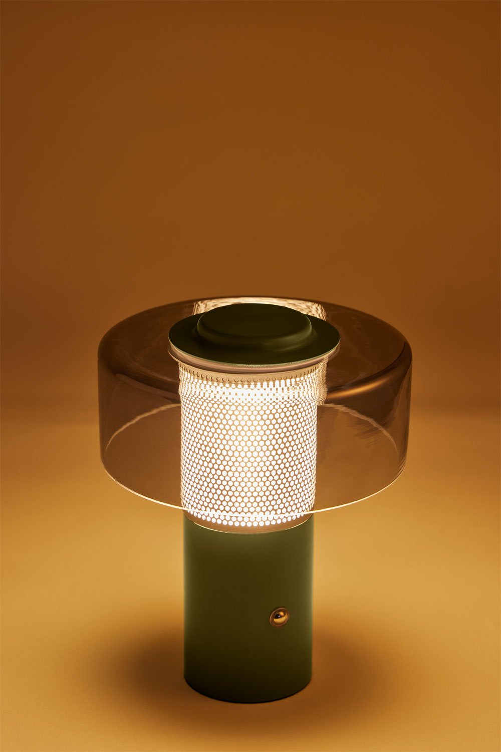 Draadloze LED-tafellamp van glas en ijzer Elfriede, galerij beeld 4