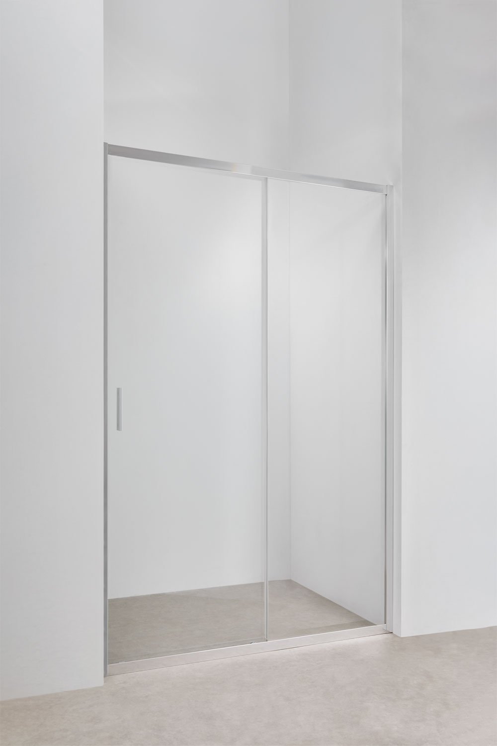 Douchewand met schuifdeur aan de voorzijde, 6 mm gehard glas en Dover aluminium, galerij beeld 1