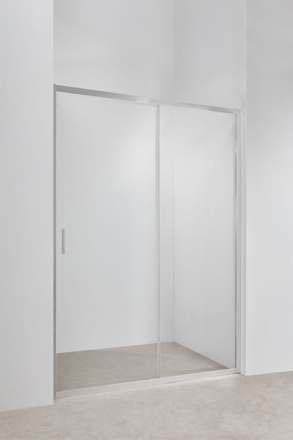 Douchewand met schuifdeur aan de voorzijde, 6 mm gehard glas en Dover aluminium, galerij beeld 1