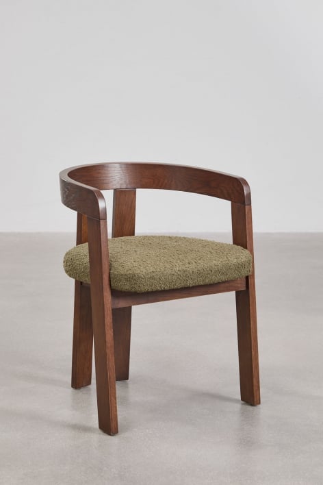 Set van 2 eetkamerstoelen met armleuningen van hout en bekleed Yvone