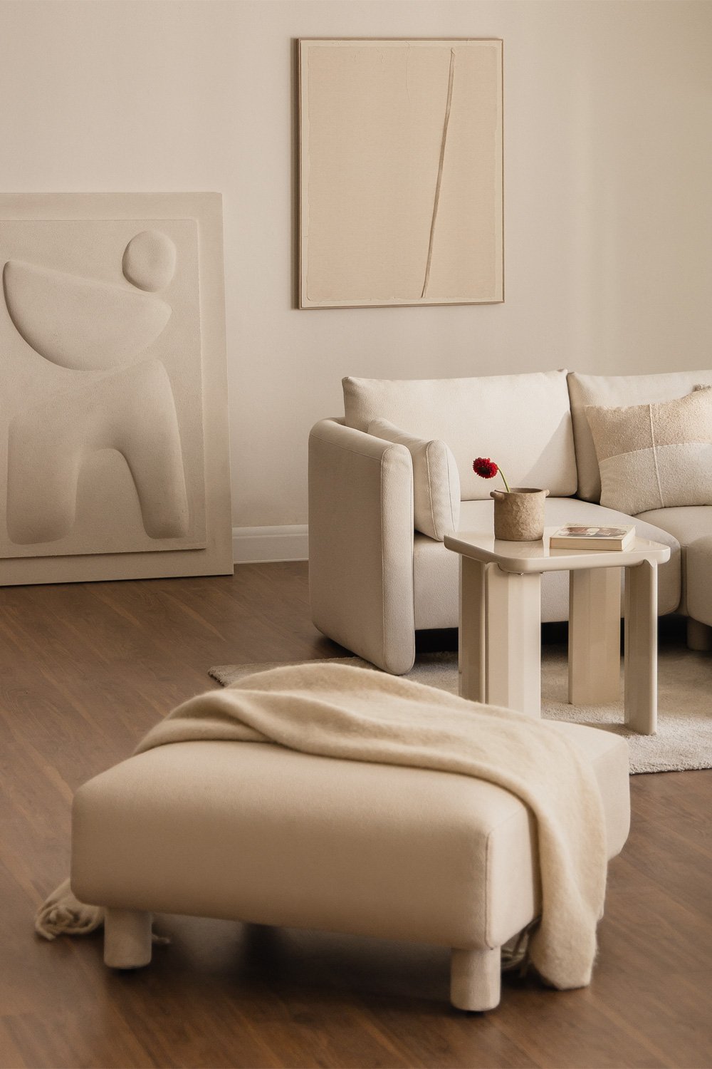 Bladerdeeg 90x90 cm in Artemisa bouclé stof, galerij beeld 1