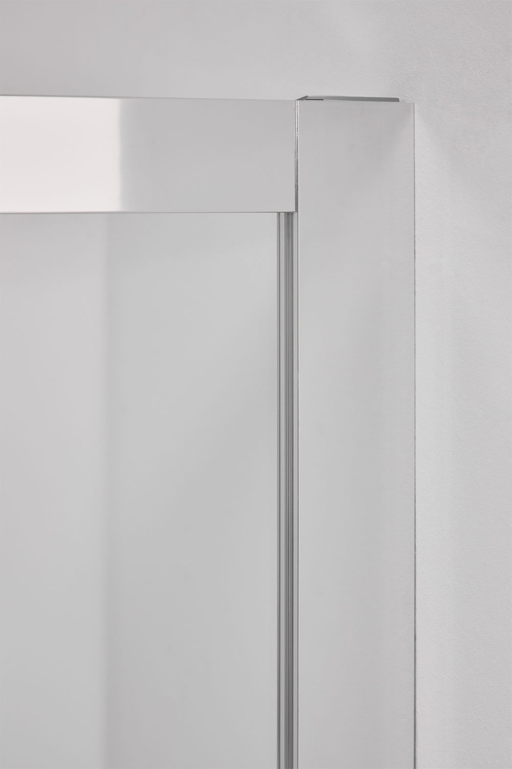 Douchewand met frontale toegang en soft closing schuifdeur, 6 mm gehard glas en Dover aluminium, galerij beeld 4