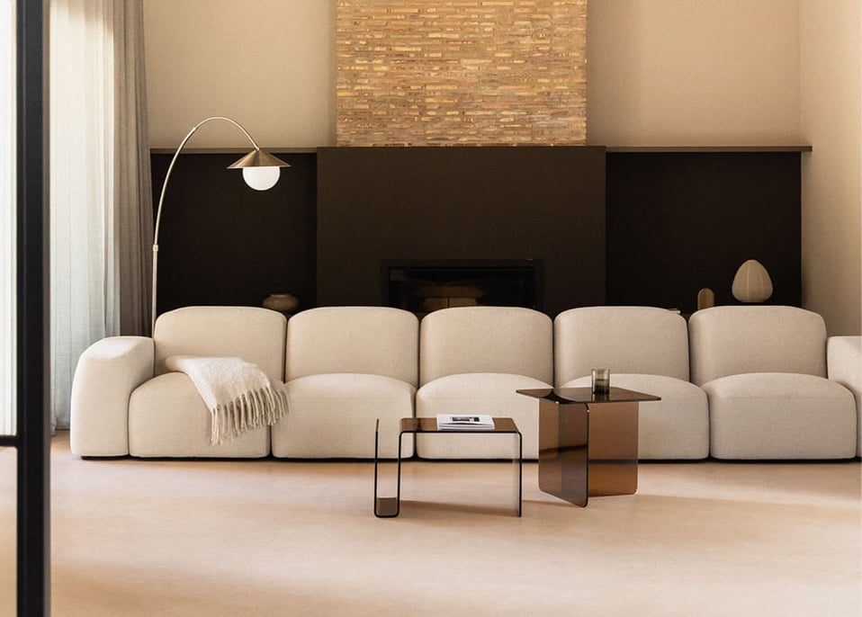 Bastian 5-delige modulaire bank - Dikke Chenille Wit