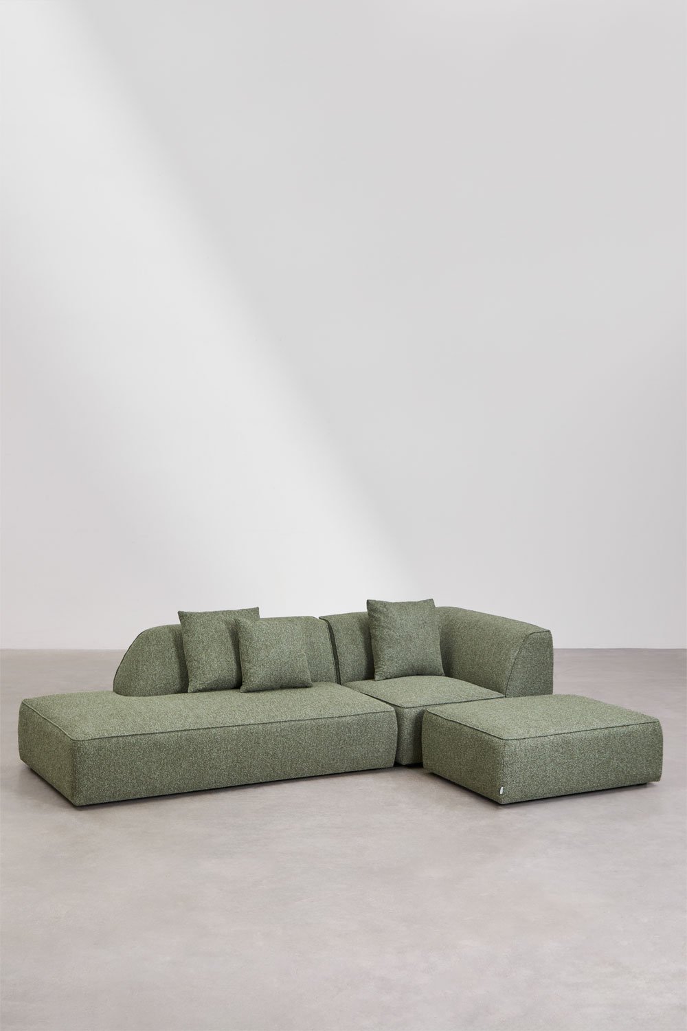 Cardea 2-delige modulaire hoekbank met chaise longue links en gestoffeerde poef, galerij beeld 3