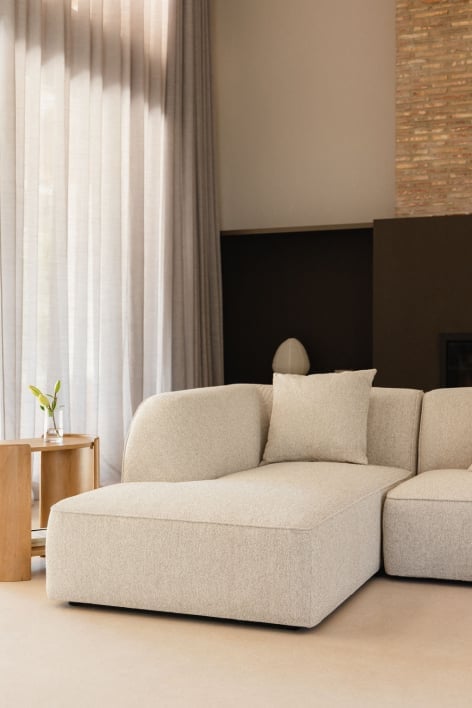 Linker chaise longue module voor gestoffeerde modulaire bank Cardea - Crèmebeige boucléstof