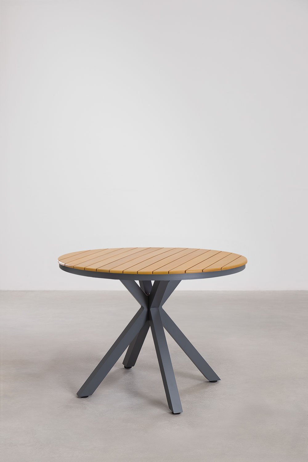 Ronde tuintafel van aluminium en eucalyptus hout Archer, galerij beeld 2