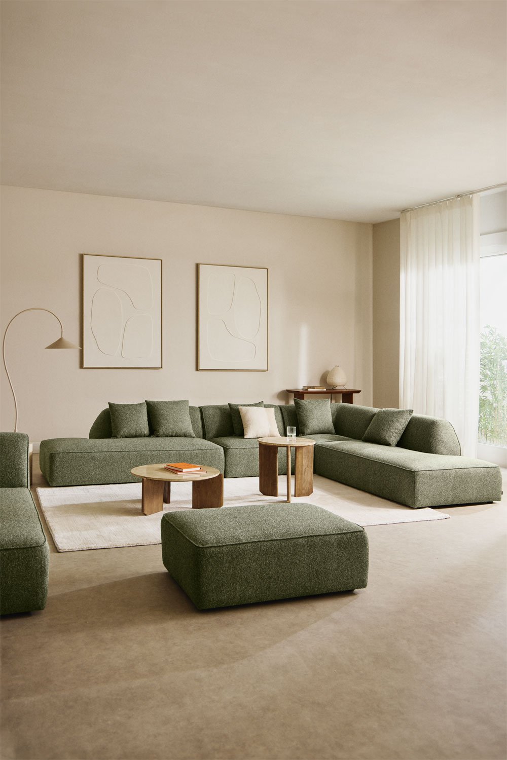 Cardea 4-delige modulaire hoekbank met dubbel gestoffeerde chaise longue, galerij beeld 1
