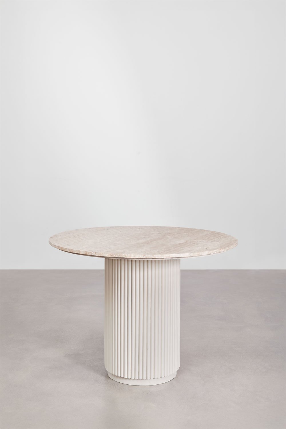 Ronde eettafel Giselda in natuursteen en mangohout , galerij beeld 3