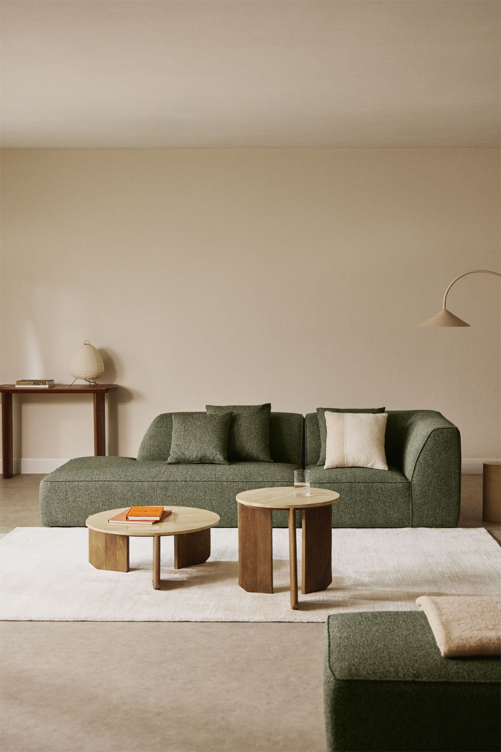 Cardea 2-delige modulaire hoekbank met gestoffeerde chaise longue links, galerij beeld 1