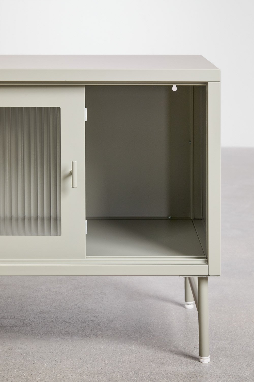 Paoline tv-meubel 180x40 cm van staal en glas, galerij beeld 5