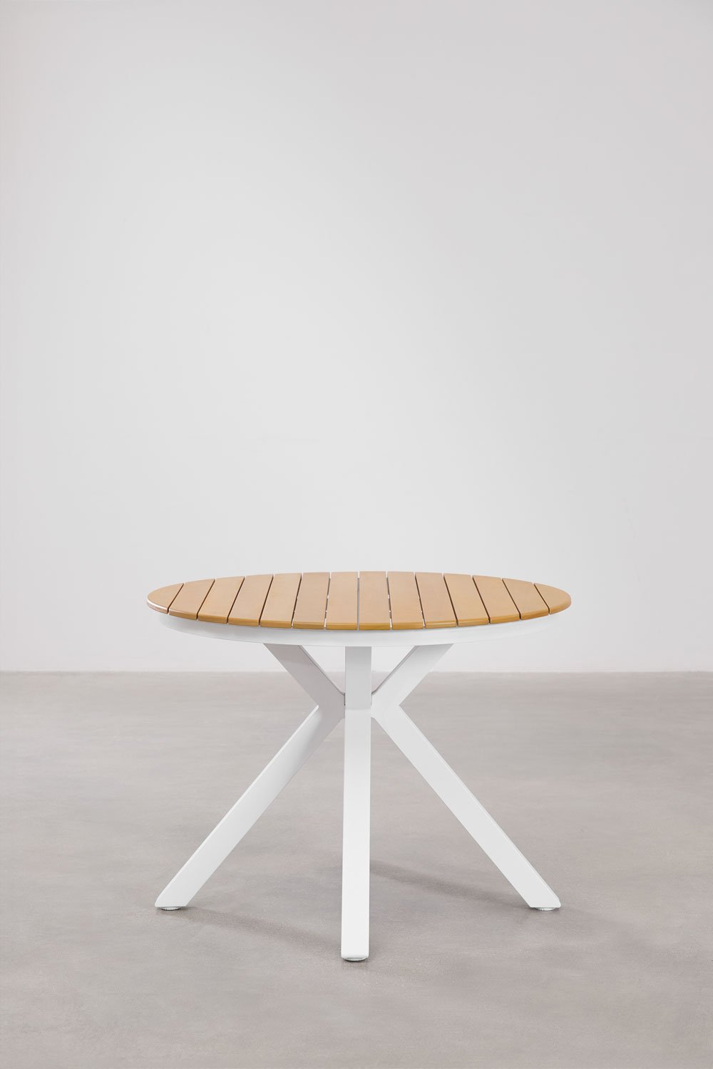 Ronde tuintafel van aluminium en eucalyptus hout Archer, galerij beeld 4