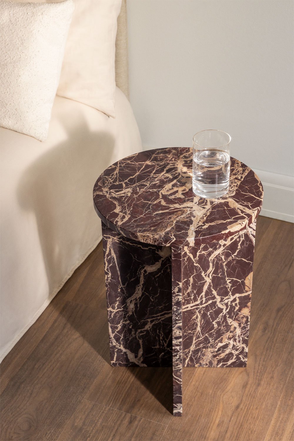 Set van 2 ronde nachtkastjes Ø35 cm in Mencia marmer, galerij beeld 1