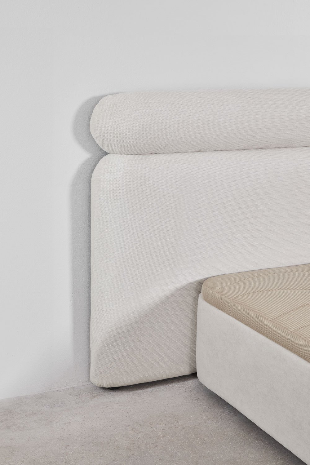 Wit Stoffen Hoofdbord voor bed 135cm Cirene, galerij beeld 10