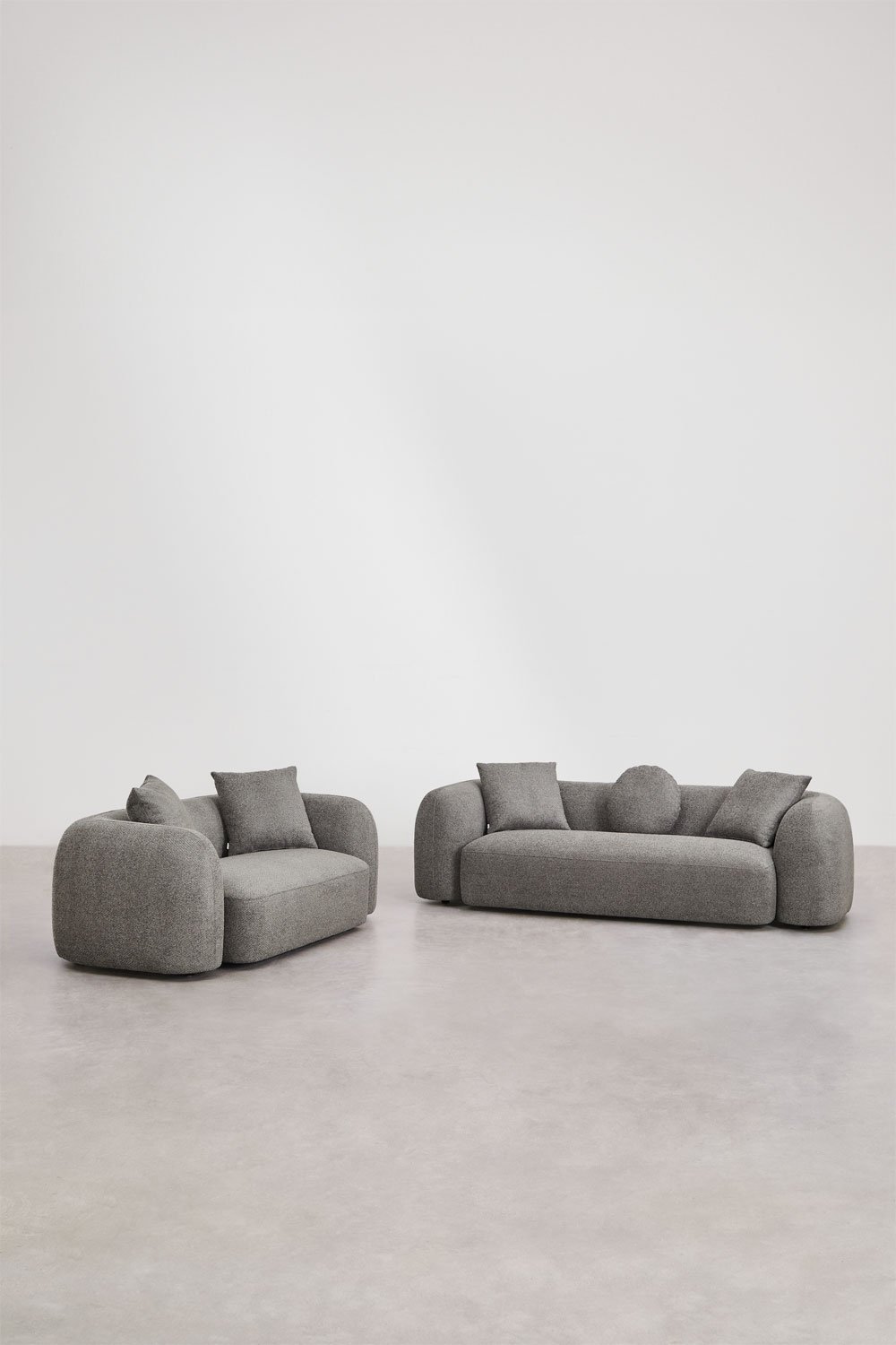 Zitkamer set met modulaire 3-zitsbank en 2-zitsbank in Coco chenille, galerij beeld 1