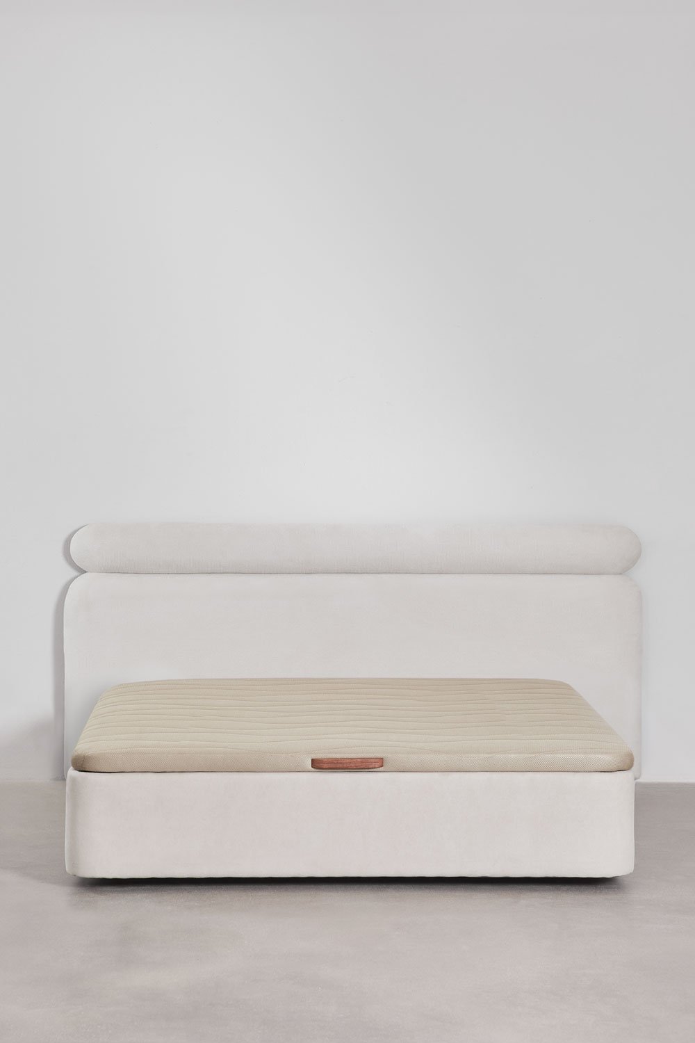 Wit Stoffen Hoofdbord voor bed 160cm Cirene, galerij beeld 9