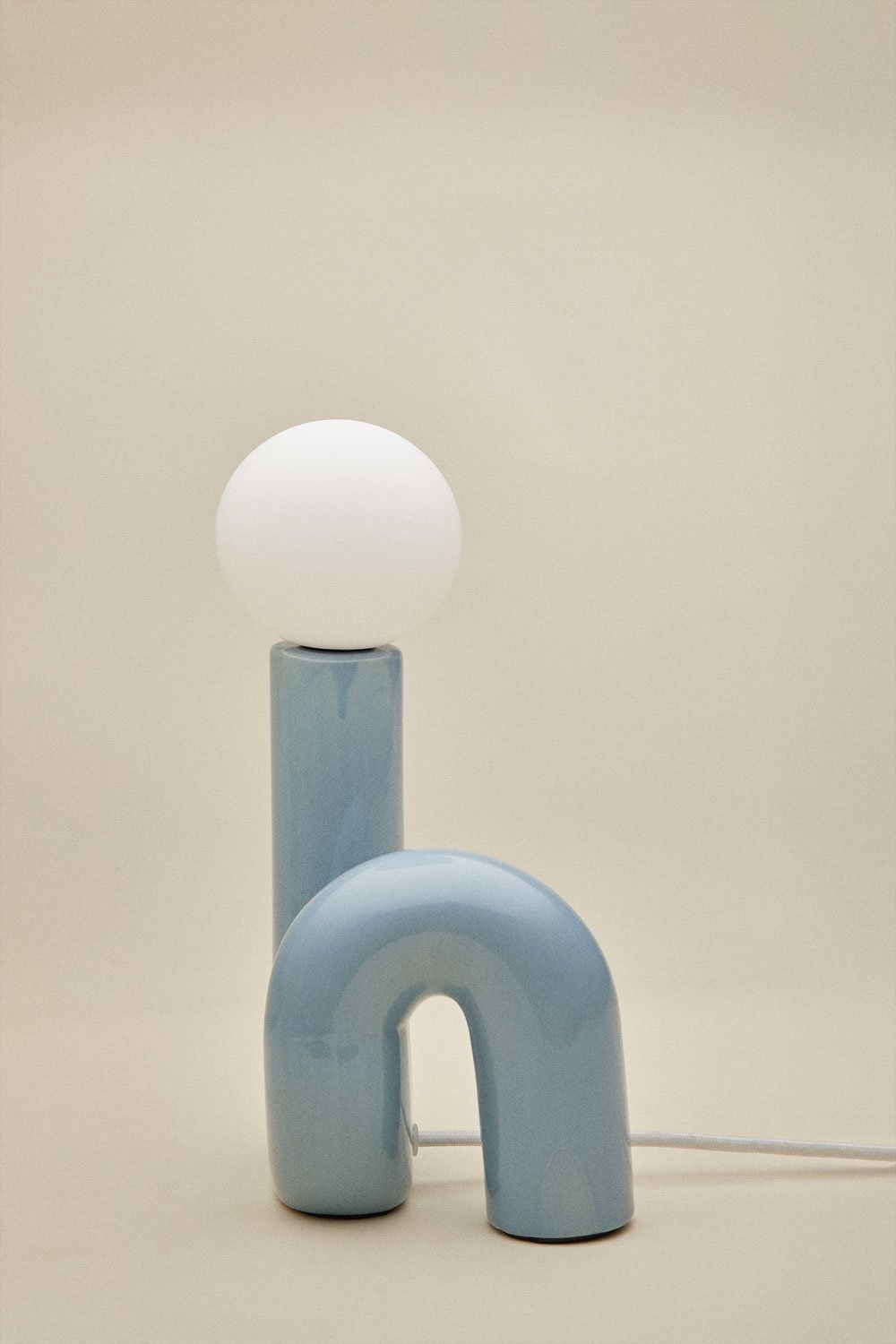 Keramische tafellamp met Vireto glazen bol, galerij beeld 5