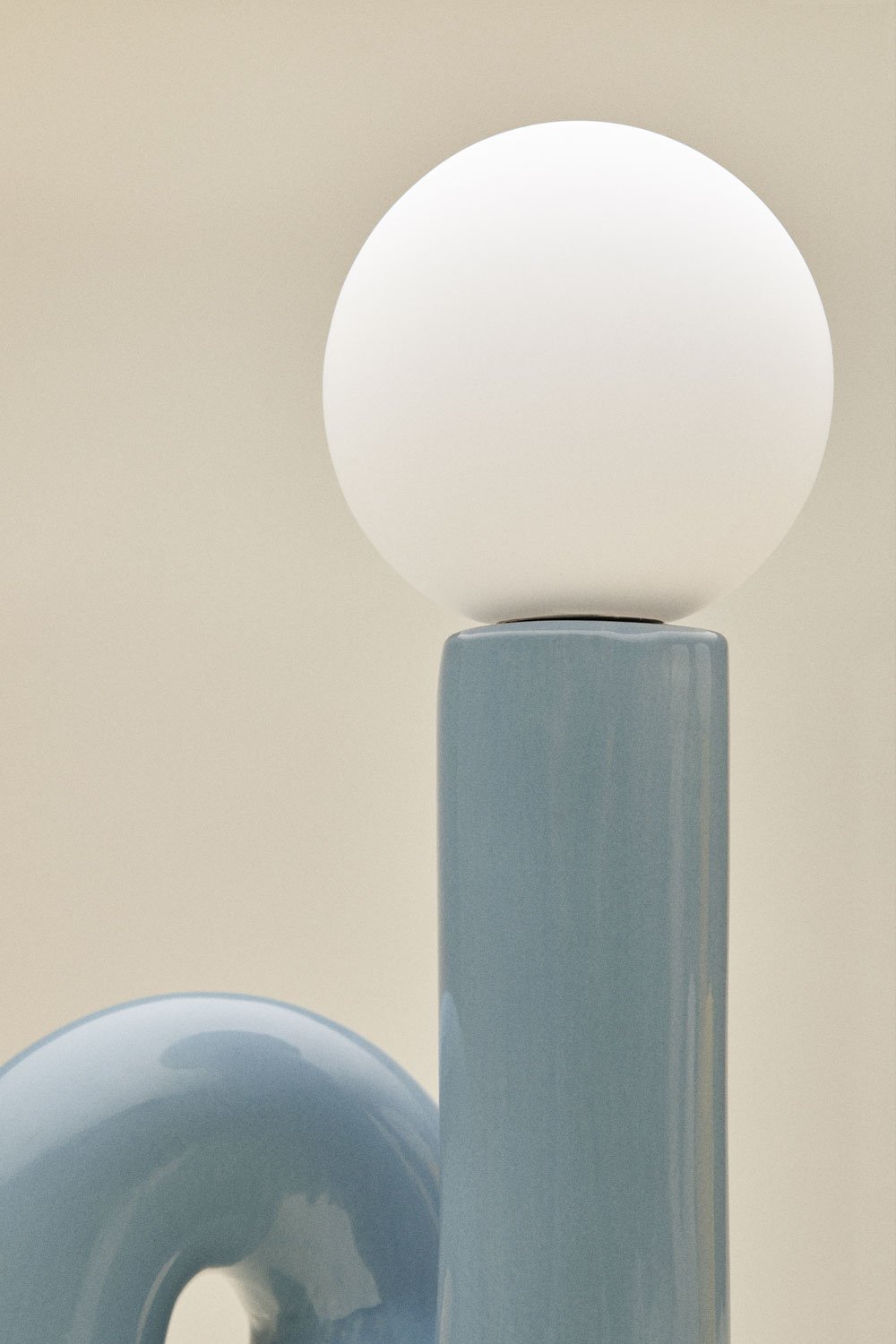 Keramische tafellamp met Vireto glazen bol, galerij beeld 7