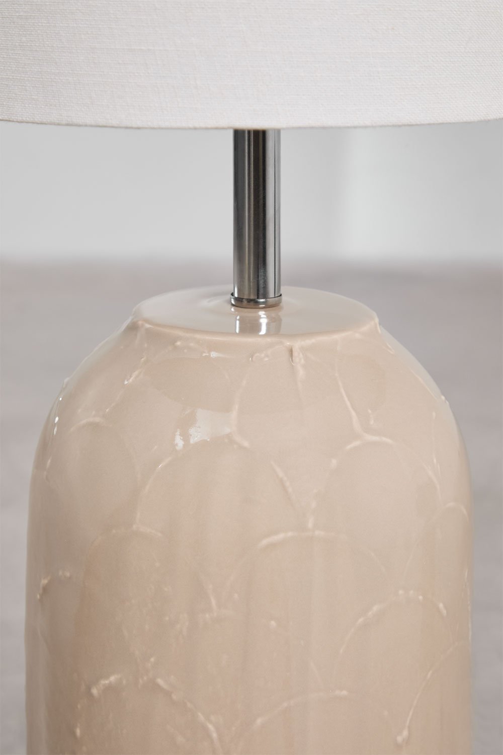 Staande lamp in keramiek en linnen Kaneel, galerij beeld 5