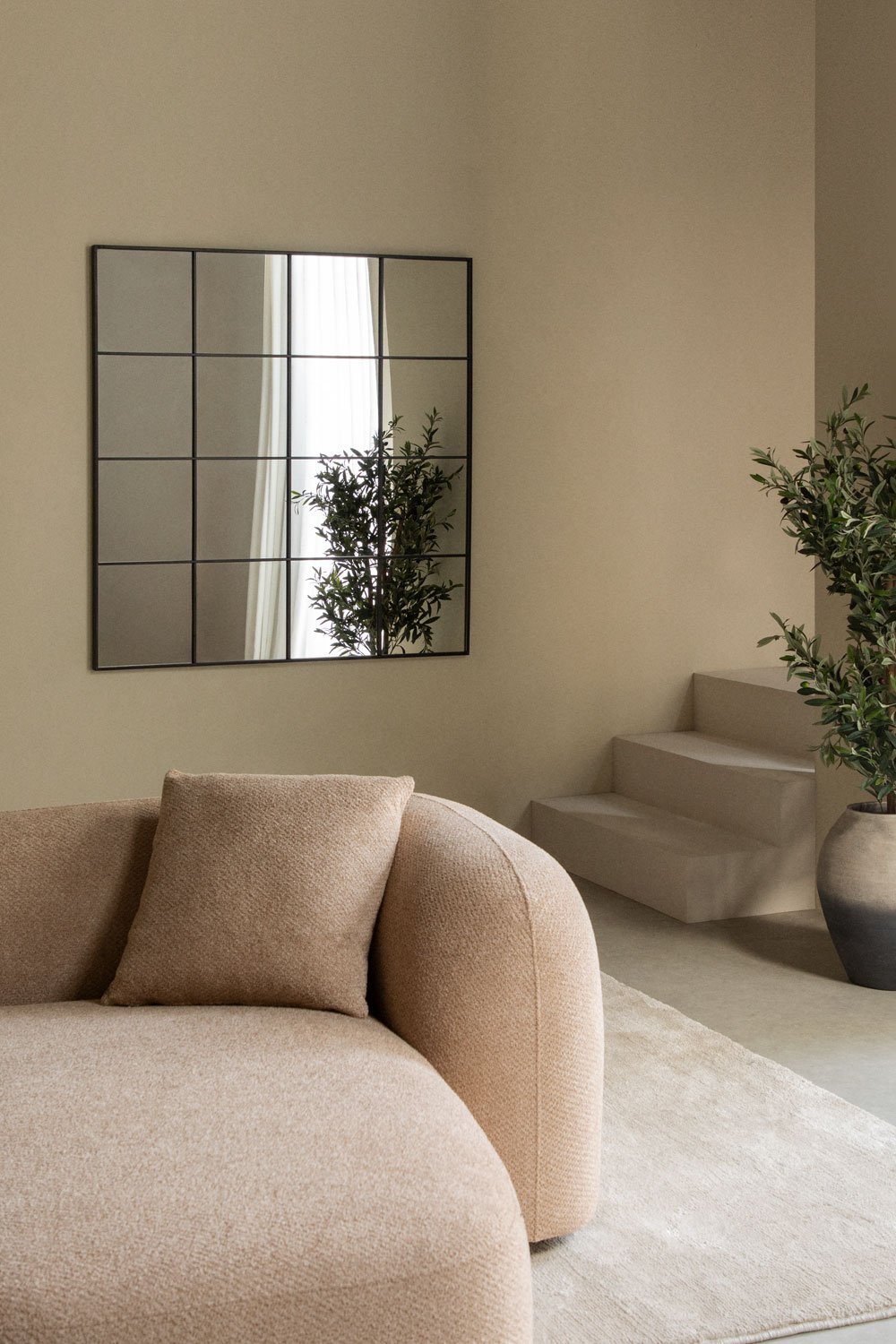 Sofi metalen wandspiegel met raameffect (122x122 cm), galerij beeld 1