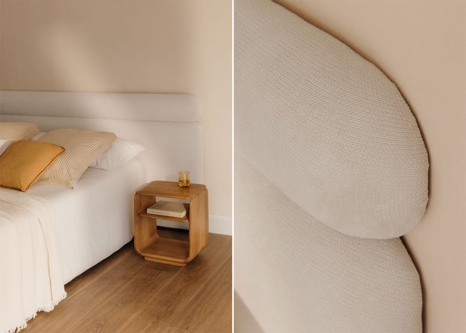 Wit Stoffen Hoofdbord voor bed 180cm Cirene - Stof Wit