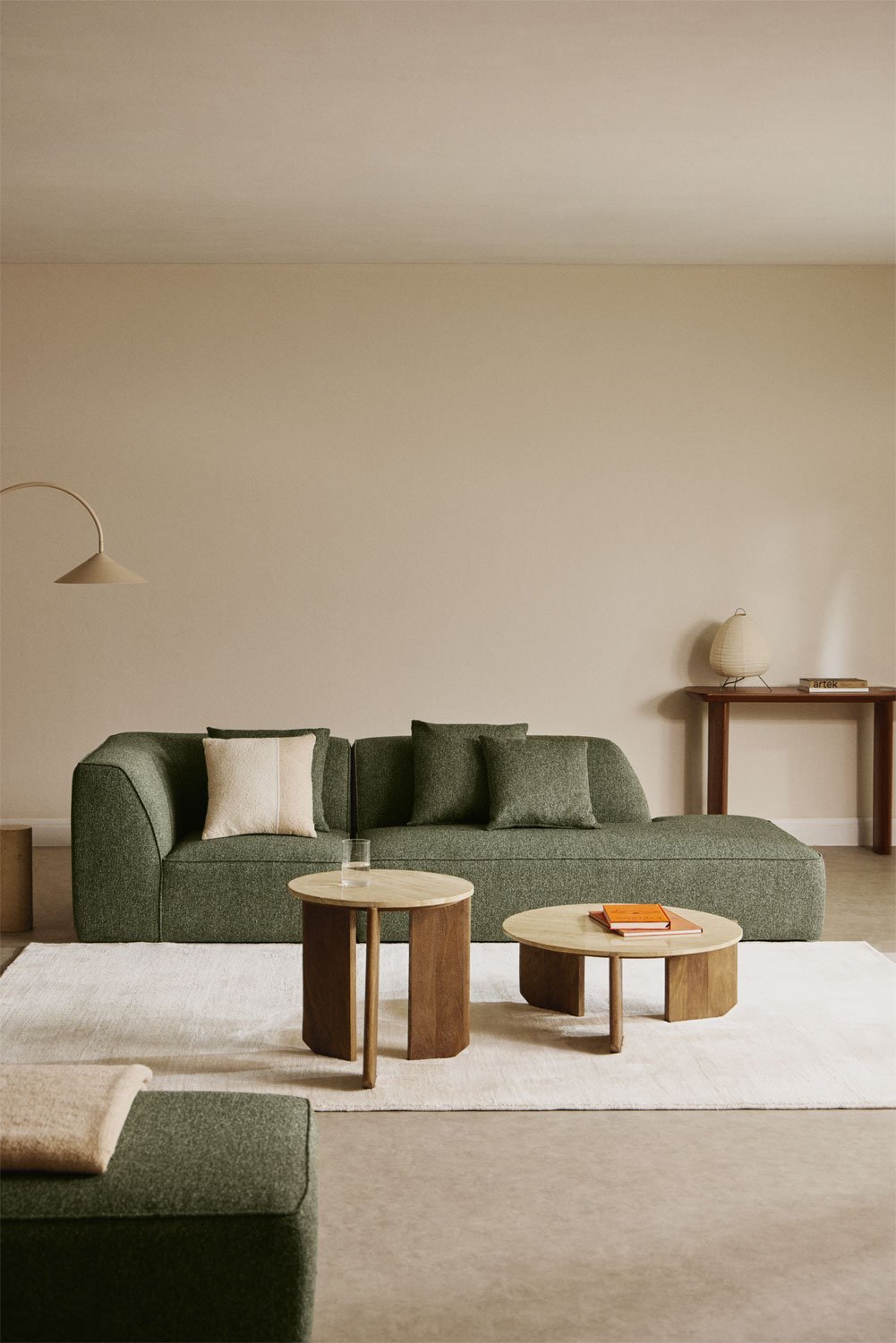 Cardea 2-delige modulaire hoekbank met gestoffeerde chaise longue rechts, galerij beeld 1