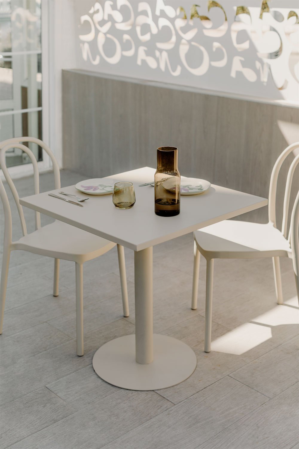 Tuin tafel vierkant 70x70 cm in metaal Mizzi, galerij beeld 2