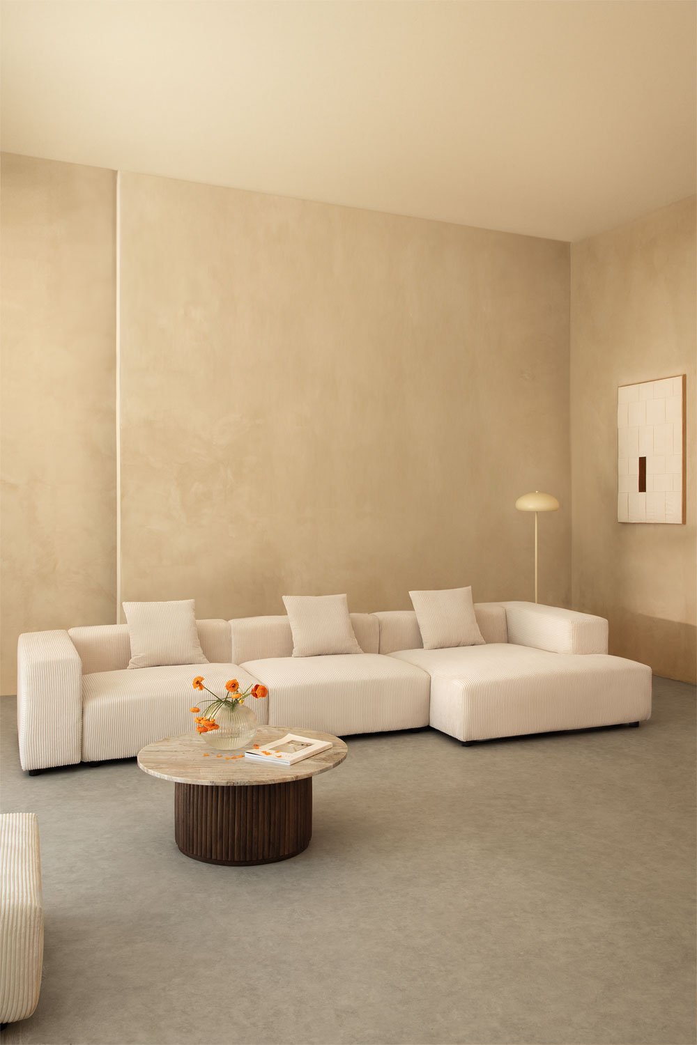 Modulaire bank met chaise longue rechts, 3-delig ↔︎375 cm met hoge armleuning Bruna, galerij beeld 13