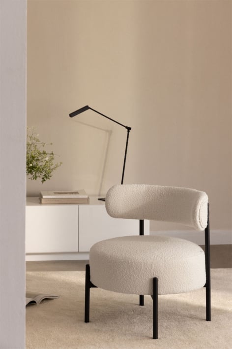 Anisa gestoffeerde fauteuil - Bouclé Wit
