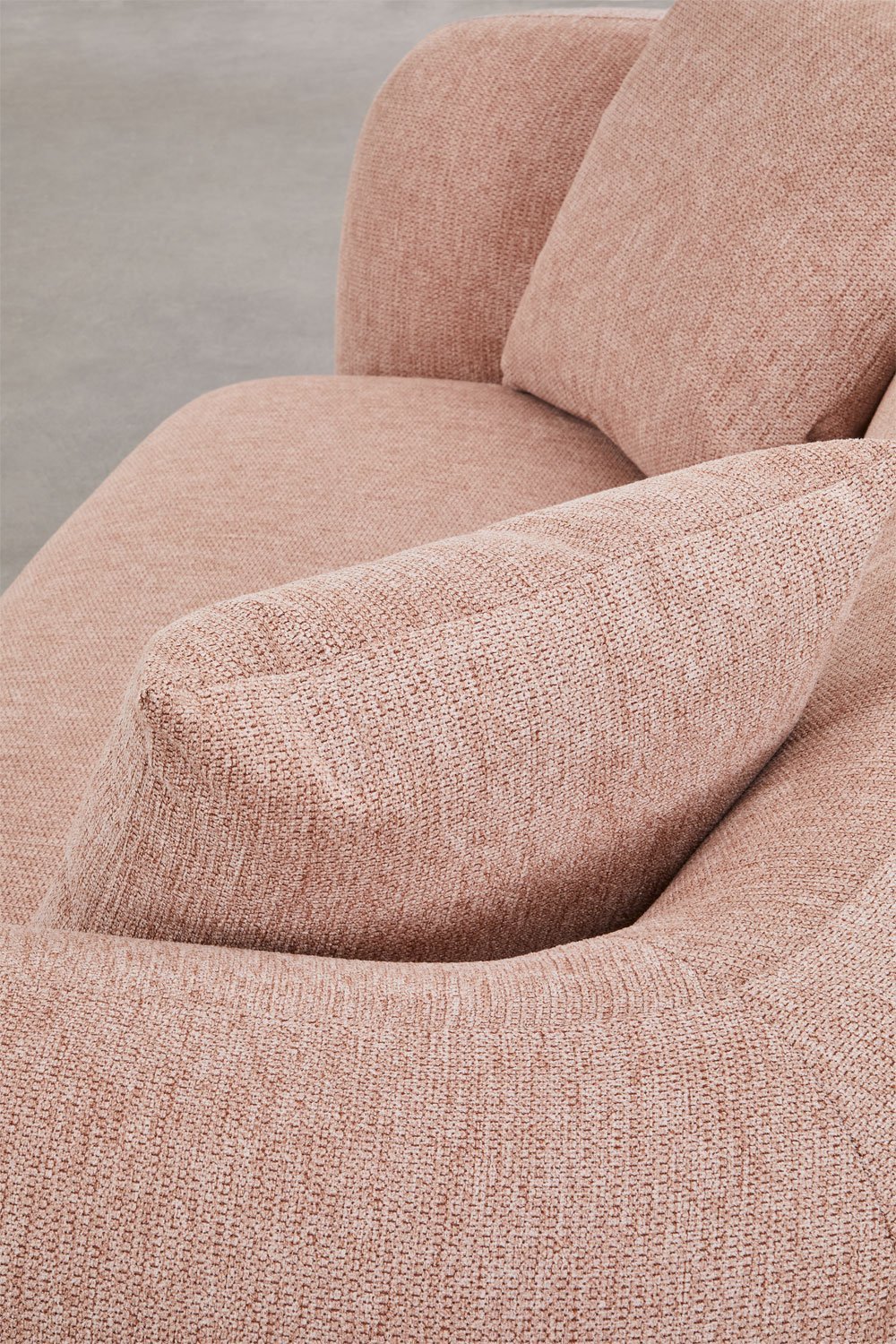 Woonkamerset met 3-zits modulaire bank, 2-zitsbank en fauteuil in Coco chenille, galerij beeld 9