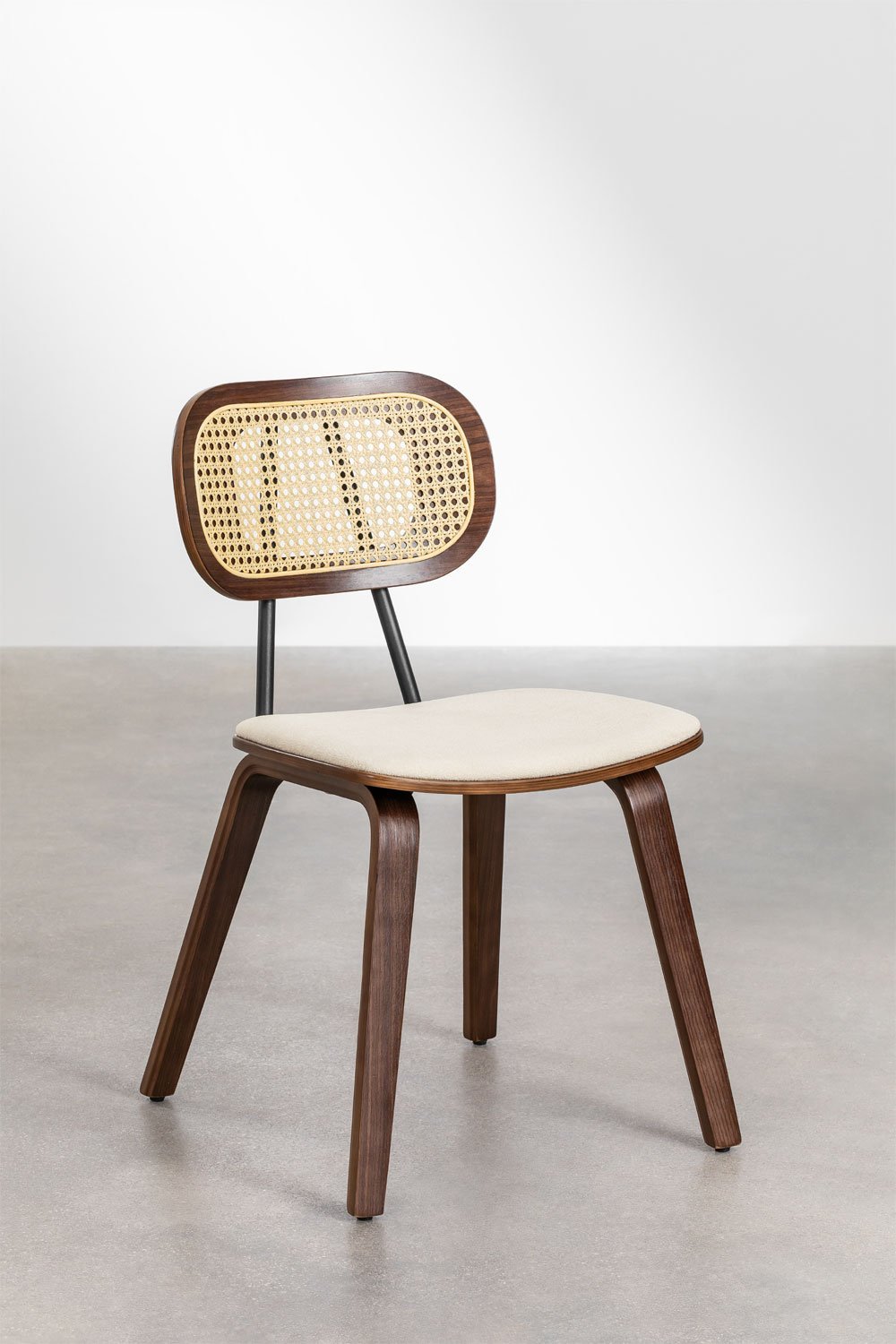 Kaylia eetkamerstoel van hout en rotan, galerij beeld 3