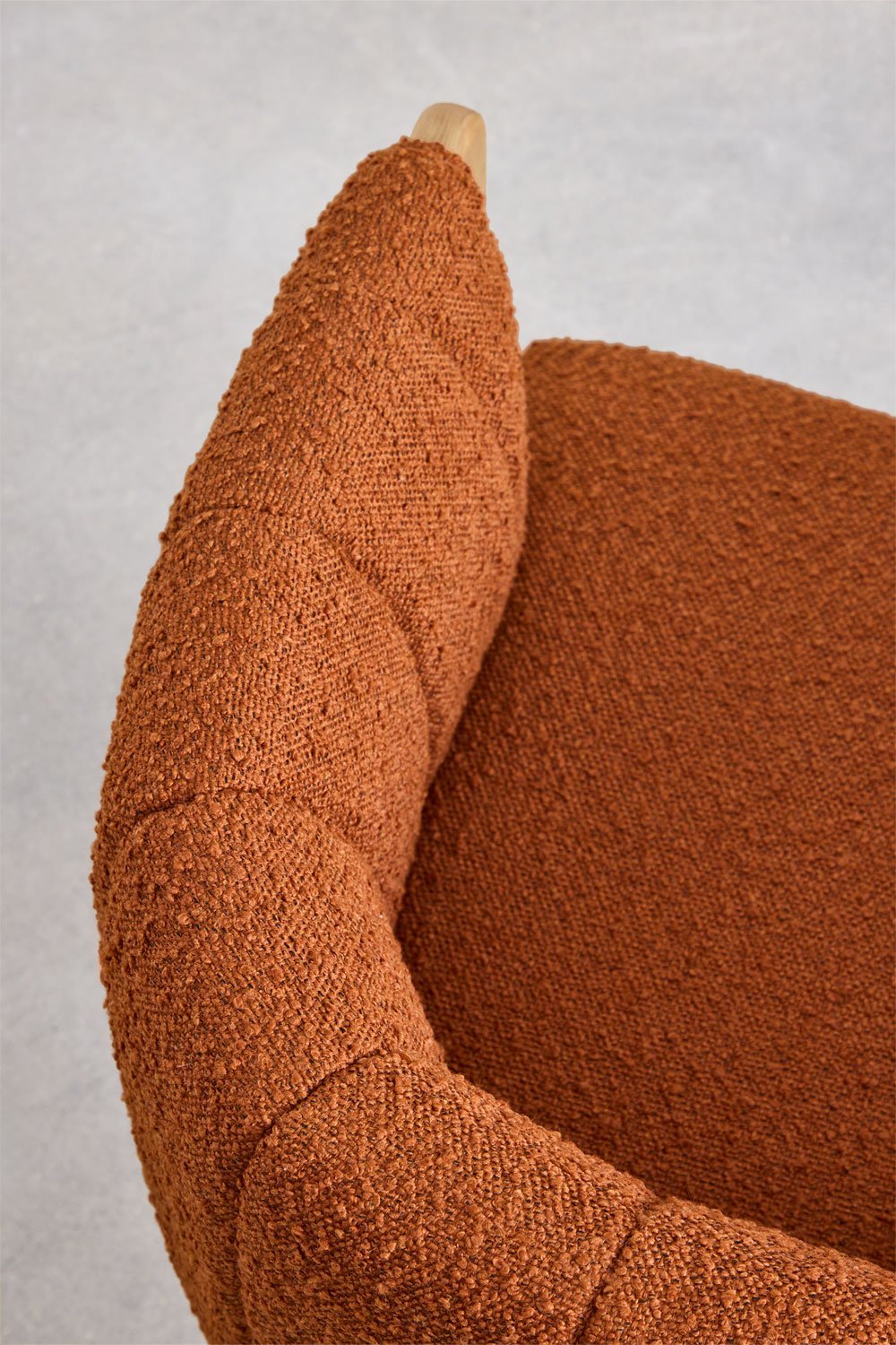 Fauteuil van essenhout en bouclé stof Leo, galerij beeld 7