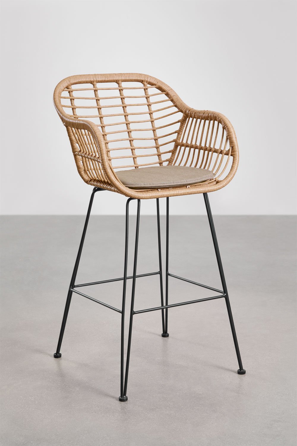 Zole hoge kruk van synthetisch riet, galerij beeld 1