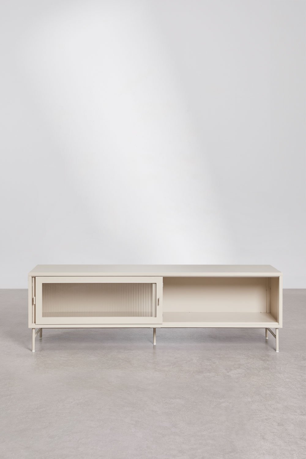 Paoline TV-meubel 180x40 cm in staal en glas, galerij beeld 5