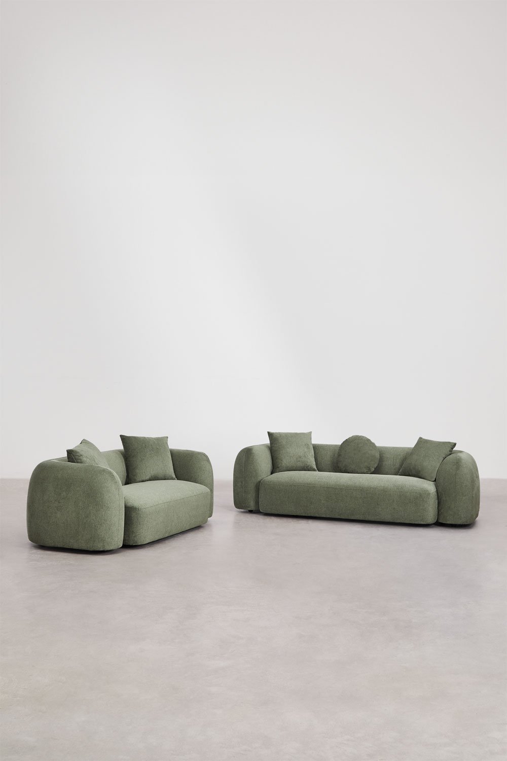 Zitkamer set met modulaire 3-zitsbank en 2-zitsbank in Coco chenille, galerij beeld 3