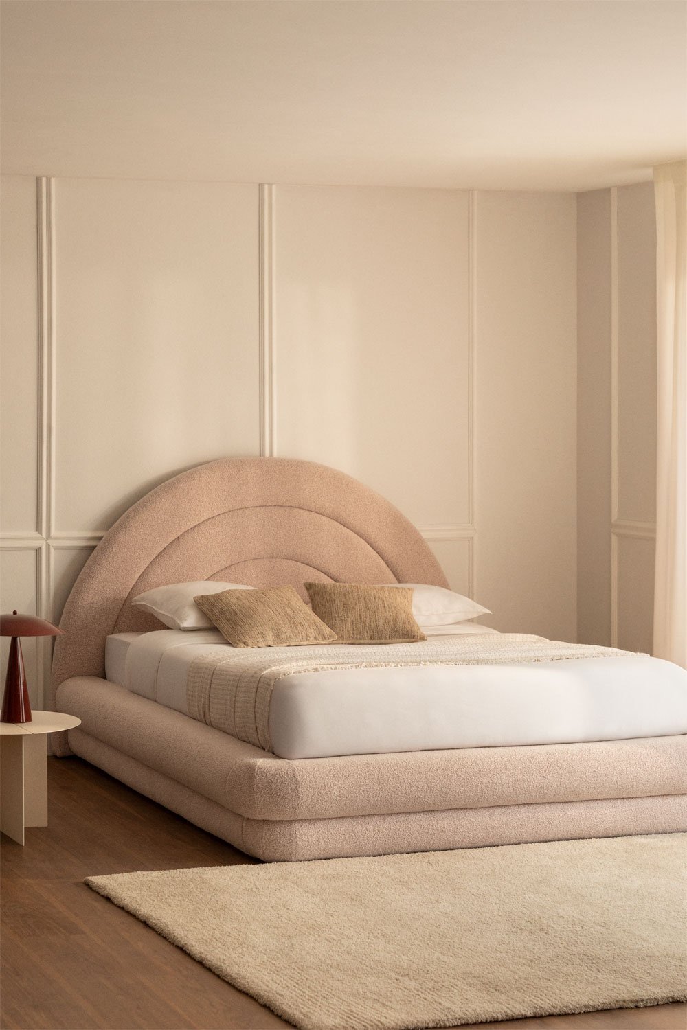 Bed met opbergruimte in bouclé stof Borzensi, galerij beeld 1