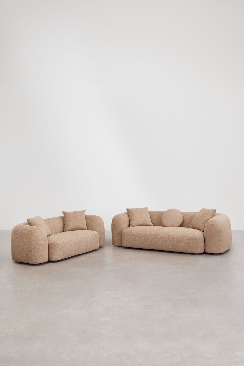 Zitkamer set met modulaire 3-zitsbank en 2-zitsbank in Coco chenille, galerij beeld 1